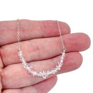 Deb Guyot Herkimer Quartz Crystal Bar Necklace | Sterling Silver 925 | 16"-18"